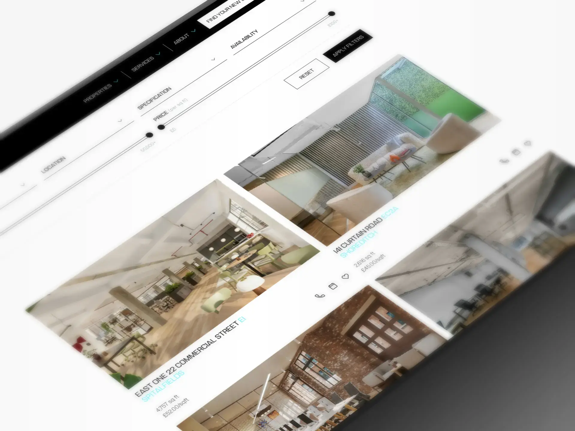 BELCOR London website showing live property listings