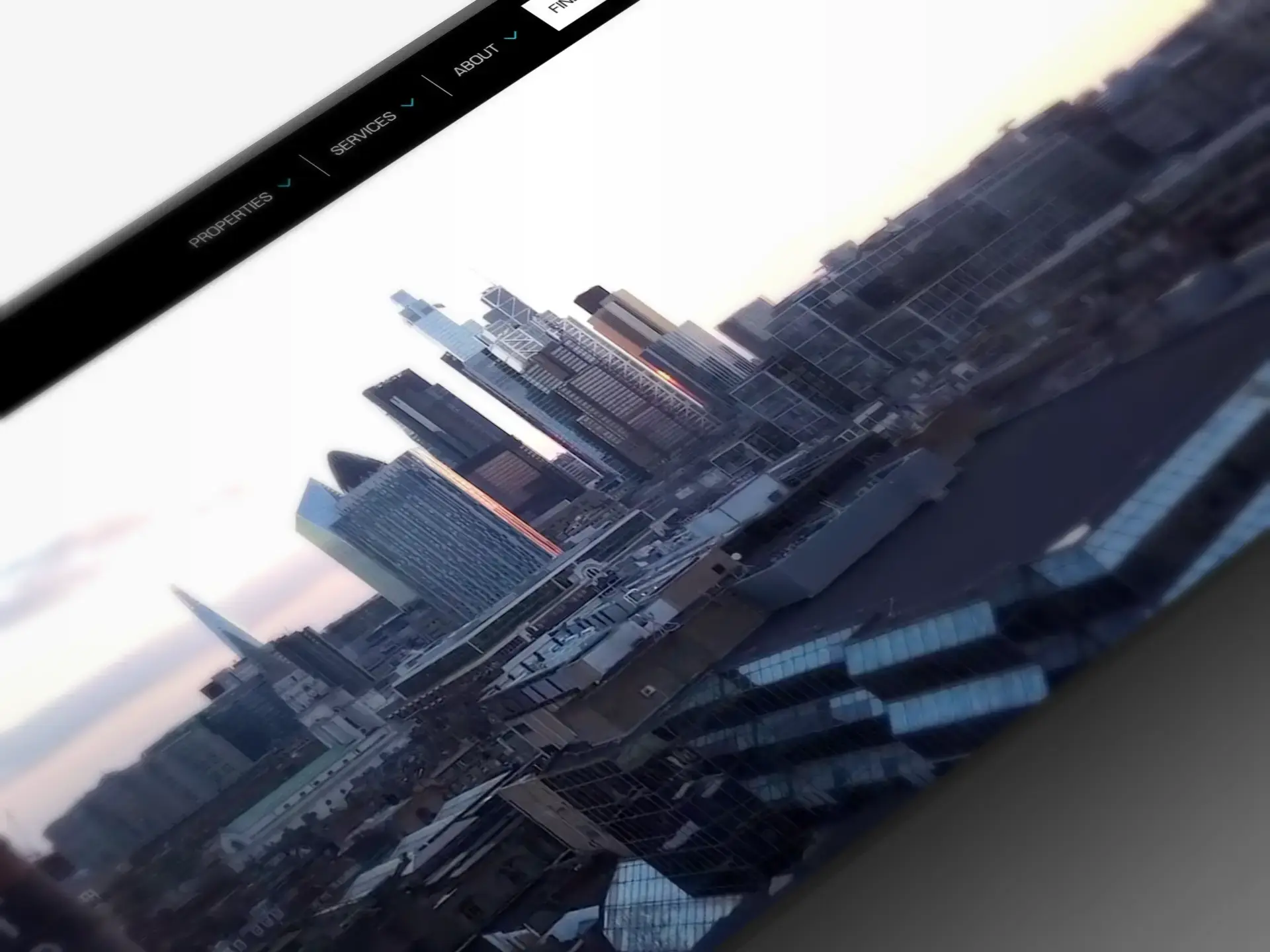 BELCOR website homepage featuring London skyline at dusk with navigation menu